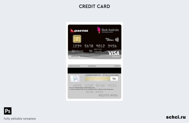 цифровая загрузка шаблона Visa Card Australia Bank Australia Platinum Rewards